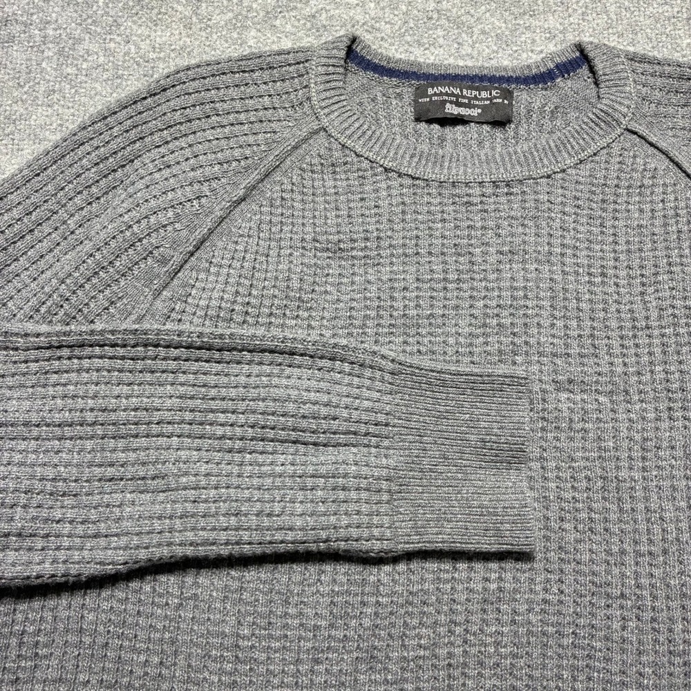 Banana Republic Crew Neck Sweater Italian Yarn By Filipucci Men's Sz.Large Gray